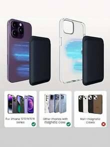 Magnetic Card Holder Magnetic Wallet Compatible With Magsafe Compatible With 16/15/14/13/12 Series Compatible With Apple Magnetic Phone Case Pu Card Holder Holds 1 - 2 Cards Cell Phone Wallet Stick On Phone Card Holder For Back Of Phone Functioning Compatible With Wallet & Card Holder Phone Suction Card Cover Card Phone Case - Multicolor - View 3