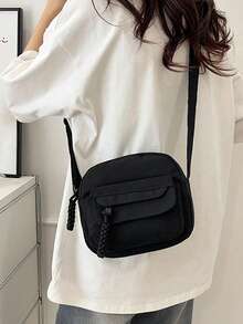 Women's Small Crossbody Bag Cute Canvas Shoulder Purse With Multi Pockets And Adjustable Strap For Daily Essentials - Black - View 6