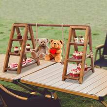 Wooden Cupcake Stand, 3 Tier Cupcake Display Stand For Dessert Display, Dessert Stands With Serving Tray And Foldable Stand For Party, Birthday, Wedding, Events Home Party Decoration Table - Wood Color - View 5