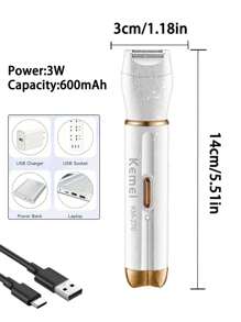 Kemei Kemei KM-276 Rechargeable 3-In-1 Electric Shaver For Women - Painless Hair Trimmer For Face, Nose, Eyebrows, Beard, Beard, Arms, Legs, Arms, Arms, Arms And Bikini - Portable Shaver Set Rechargeable Beauty Kit Holiday Gift