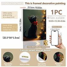 1pc Canvas Wall Art, Framed Wall Decor, Vintage Christmas Theme, Christmas Tree Kitten, Holiday Home Decor, Christmas Cat Lover Gift, Cat Wall Decor, Christmas Animal Decor, Christmas Decoration, Christmas Poster, Winter Decor, Christmas Bathroom Decor, Christmas Home Decor, Room Decor, Dorm Decor, Bedroom Decor, Living Room Decor, Office Decor, Dining Room Decor - Multicolor - View 13