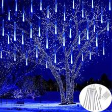 1pc 8-Tube Battery Powered LED Meteor Shower String Lights, 30cm, Bedroom Decor, Wreath Fairy Lights, Christmas & Halloween Decoration, Home Decor Lighting, Wedding Party Supplies, Batteries Not Included - Battery Box Meteor Shower - View 7