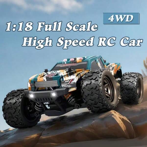 1:18 Full Scale High-Speed RC Car, 36KM/H 4WD Fast Remote Control Vehicle With LED Lights, With 2 USB Rechargeable Batteries And Replaceable Car Shell, Outdoor Sports For Drifting, Racing & Climbing, Perfect RC Gifts For Birthday Christmas Halloween, RC Hobby Beginner, Boys Gifts