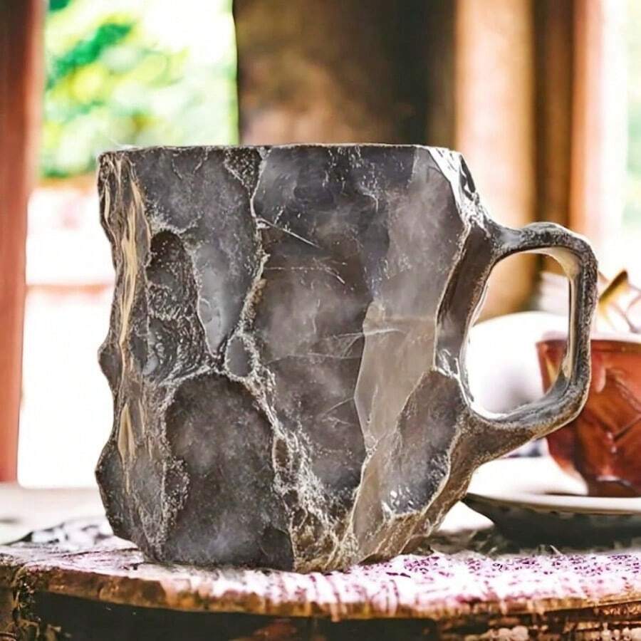 11 Oz Resin Coffee Mug, 130ml Mineral Crystal Coffee Mug With Handle, Elegant Decorative Gifts For Home, Office Halloween, Thanksgiving, Christmas - 深灰色 - 查看 1