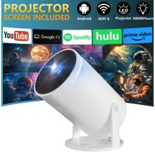Wireless Projector With Built-In Speaker, WIFI Connection Video Projector, Screen Mirroring, Keystone Correction, Compatible With 1080P, Supports Audio, Image, Video, Suitable For Smartphones, Laptops, Home Theater And Outdoor Camping - White - View 9