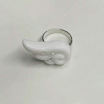 韓国風 リング ゆびわ 天使の羽 指輪 スター 個性的 ニッチ ファッション インスタ風 可愛い デザイン シンプル 人差し指 開口式 リング 指輪 シルバー