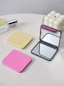 1pc Solid Color Double-Sided Folding Compact Makeup Mirror, Small Square Portable Pocket Mirror, Foldable Compact Mini Makeup Mirror, Portable Double-Sided Square Pocket Mirror, Suitable For Students, Girls, Ladies, Travel Gifts, For Cosmetics, Suitable For Travel, Bedroom, Home Use, Mirror,Makeup,Cheap,Room Decor,Vanity,Travel,Bedroom,Makeup Accessories,Mirror,Vanity Mirror,Mini Mirror,Compact Mirror,Mirror Small,Hand Mirror