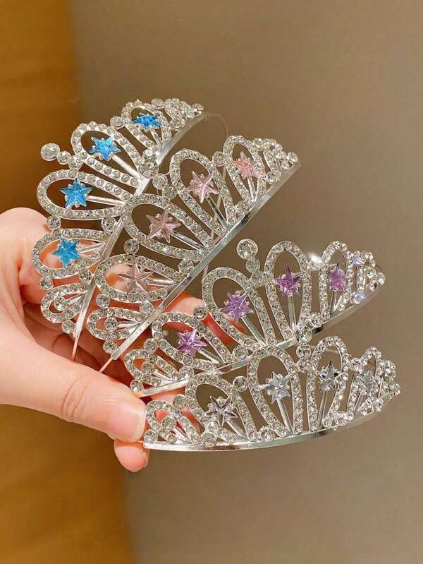 1 Stück/4 Stücke elegante Krone mit Kunstperlen & Strass, Prinzessin Diadem Haarschmuck, Styling Haarkamm für Ball, Party