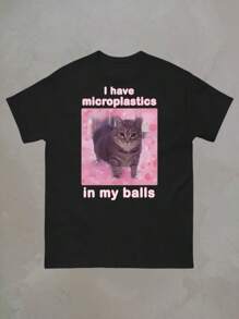 I Have Microplastics In My Balls Funny Cat Meme T-Shirt Gift For Woman Ironic Cats Shirt Stupid Silly Gifts Goofys Ahh Cat Tee