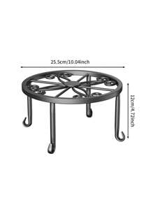 1PC Sturdy Metal Plant Stand With Flower Pot Holder - Rust-Resistant Iron Garden Planter Stand For Indoor & Outdoor Use, Circular Design,Outdoor & Garden - Black - View 4