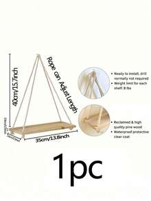 1pc/2pcs Minimalist Macrame Wall Hangings Art Decorations Gift, Vintage Wooden Hanging Floating Shelves For Wall, Bohemian Rustic Wood Farmhouse Rope Shelfs For Plant,Boho Fabric Woven Storage Racks Board Tapestry Hanging Book Photo Shelf Organiser Design Hanging Decoration For Home Decoration