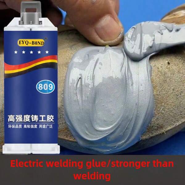Nuevo tipo de adhesivo de reparación de metal de resina epoxi AB resistente a altas temperaturas: adhesivo de fundición potente para fugas en hierro fundido, aluminio, acero inoxidable, almohadillas de refrigeración, cilindros, tanques de combustible y tuberías