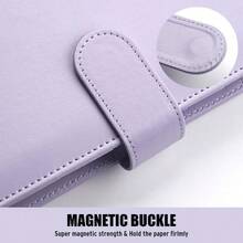Sooez A5 Notebook Binder, 6 Ring Planner With Stylish Design, Loose Leaf Personal Organizer Cover With Magnetic Buckle Closure, PU Leather Binder For Women With Macaron Colors (Navy Blue)-199606 - Lavender - 查看 6