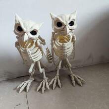 Realistic Plastic Owl Skull Halloween Decorations, Owl Skull Skeleton Bone Props, Animal Bones Skeleton For Haunted House, Graveyard, Halloween Party Decor, Educational Skeleton Props