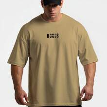 Spartan Oversized T-Shirt For Bodybuilder Gym Workout - Beige - View 3