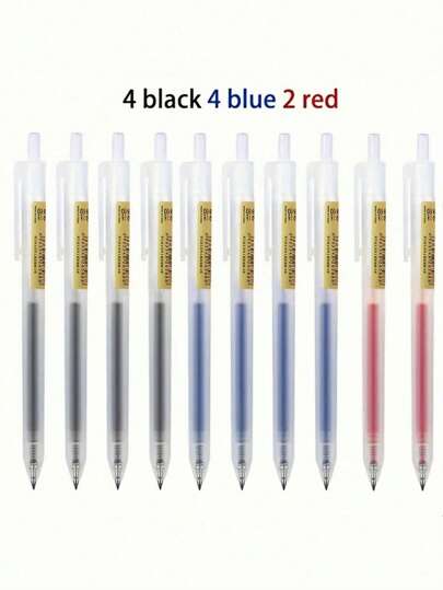 10pcs Retractable Gel Pen Set Black/Red/Blue Ballpoint Pen For Writing 0.5mm Refill Office Accessories School Supplies Stationery