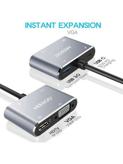 USB3.0 To HDTV Interface VGA Converter, Computer Monitor High-Definition Cable Connection For TV And Projector External Connection For External Graphics Card, Laptop Adapter, Multi-Functional Expansion Device, Docking Station