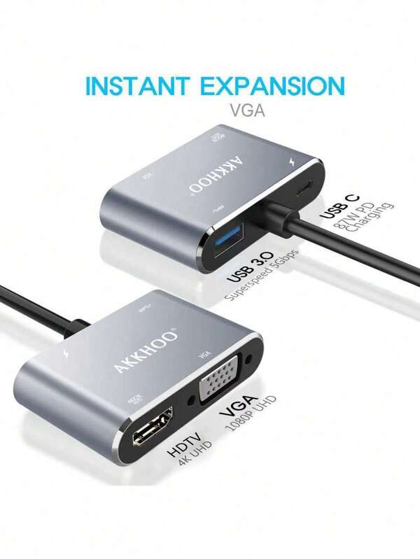 Cavo convertitore VGA da USB 3.0 a HDTV, connessione via cavo ad alta definizione per TV e proiettore, connessione grafica esterna per scheda grafica esterna, adattatore per laptop, dispositivo di espansione multifunzionale, dock station