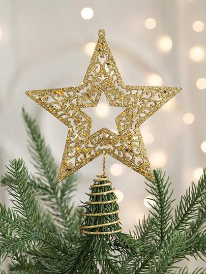 Smidesjärnsdekorationer med stjärna till julgranstoppen, femuddiga stjärnor i paljetter, atmosfär, juldekorationstillbehör Juldekorationer Vinterrumsdekoration Juldekorationer Hem Julklappar Juldekoration