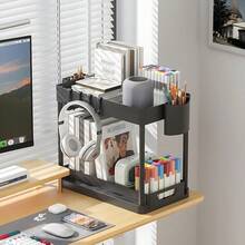 1 pieza Estantería de almacenamiento tipo cajón, Estantería de almacenamiento de montaje, Estantería de almacenamiento de uso múltiple, Para contenedor de clasificación de artículos de escritorio blanco/negro, Organizador modular, Estantería de espacio de trabajo versátil - Negro-1 pieza - Ver 1