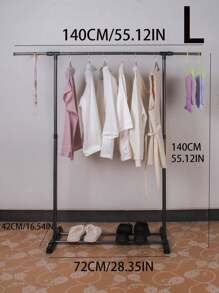 1pc Floor Standing Clothes Drying Rack, Simple Indoor Balcony Movable Hanger For Hanging Clothes, Suitable For Home, Student Dorm - Black - View 14