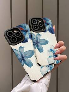 1 pieza Nuevo estuche de teléfono de silicona suave con estampado floral, compatible con Apple 15/15PLUS/15PRO/15PROMAX, resistente al agua, a los golpes, a las caídas y a los arañazos - Multicolor - Ver 5