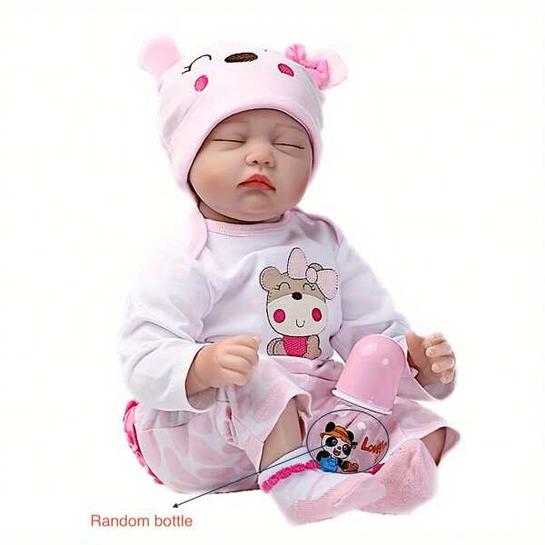 (Stoffkörper, weiche Vinyl-Gliedmaßen) 55cm Reborn Baby Puppe 22 Zoll lebensechte schlafende Neugeborenen Mädchen Spielzeug Baby Puppenhaus Mädchen Geburtstagsgeschenk Puppen