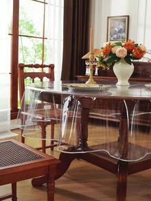 100% Waterproof, Oil-Proof, Wipe-Clean Transparent Vinyl Round Tablecloth, Suitable For Dining, Parties, Picnics, Home Decor, Table Top Decoration - Clear - View 6