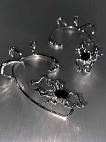 哥特式夸张蜘蛛耳夹，3D 设计，前卫酷女孩耳环，万圣节派对的吸睛装饰 - 彩色 - 查看 4