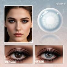 Lalens Lentes de contacto de color azul gris natural de pupila pequeña, 1 par/2 piezas, para ojos marrones oscuros, para belleza, graduación, cumpleaños, vacaciones, verano, otoño, estilo Y2K, maquillaje, fiestas, playa, viajes, campamento, al aire libre, escuela, campus, festivales, decoración, regalo, presente, chica rosa, cosplay, mejor color, encanto, vibra