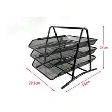 Bandeja de Escritorio Multinivel en Metal – Organizador de Documentos A4 con 2, 3 o 4 Niveles – Diseño de Malla Resistente, Ideal para Oficina, Hogar y Estudio - Negro - Ver 5