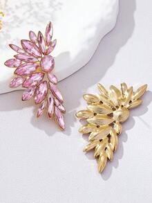 1 par de pendientes de pluma con cristales de estrás de aleación de moda 3D para baile latino