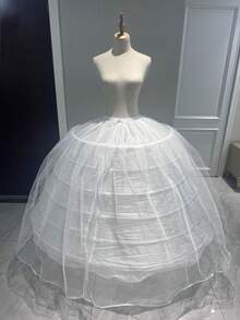 تنورة داخلية كبيرة الحجم، 6 حلقات، أبيض، فائق الكثافة، فستان زفاف، تنورة ذات قطر كبير سميك، قابلة للتعديل بقطر تقريبي 140 سم - أبيض - مشاهدة 1