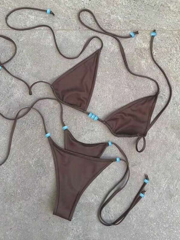 Costume da bagno bikini ufficiale Polovedo in tinta unita, di stile europeo e americano, sexy
