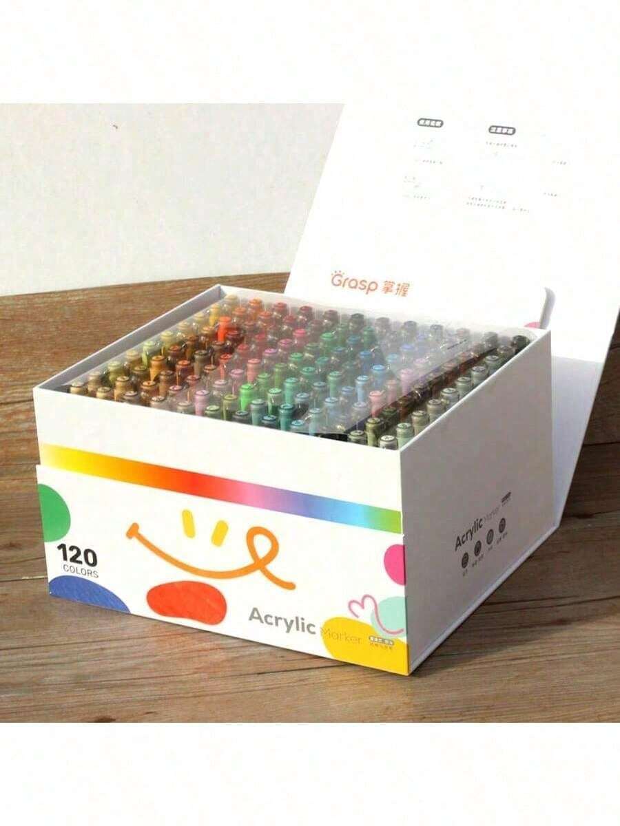 Bộ bút vẽ acrylic chuyên nghiệp 120 màu GRASP mới với mực đậm, chống trầy xước và chống chịu thời tiết, phù hợp cho người mới bắt đầu/người lớn, bộ số lượng lớn kèm hộp đựng – Hoàn hảo cho gia đình/trường học/xưởng vẽ: Tập trung vào chất lượng chuyên nghiệp. - Nhiều màu - Xem 1