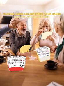 4-Piece - Playing Card Holder, Hands-Free Playing Card Holder Tray With Foldable Table Stand, Fan-Shaped 3-Tier Design, Suitable For Card Games, Poker Parties And Family Card Game Nights. - Multicolor - View 6