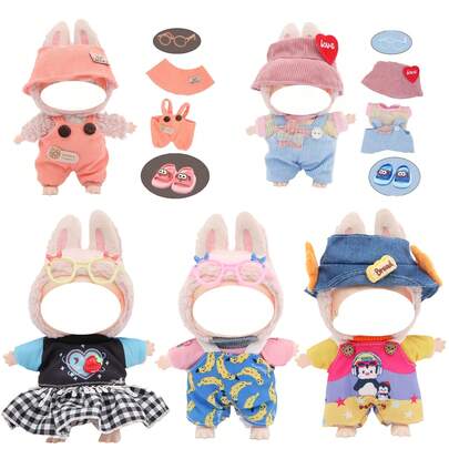 17厘米盲娃娃钥匙扣，时尚多色针织毛衣套装，含鞋子、眼镜、衣服（不含娃娃和鞋子）