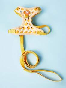 PETSIN 卡通鸭子狗背带和牵引绳套装可调节小狗项圈带宠物猫背带背心适用于法国斗牛犬散步配件 - 查看 4