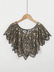 1pc Vintage Short Top, Lightweight Yet Heavily Beaded Lace Women Crop Top, Party/Event Mini Shrug For Dress - Multicolor - View 32