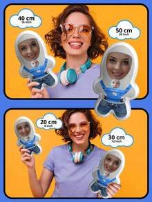 A Pillow That Can Be Customized For Two People's Photos, With Blue Overalls Holding A Baby, Suitable For Birthday Parties, Father's Day, Mother's Day, Halloween, Christmas, Christmas Eve, Valentine's Day, Birthdays, Personalized Day, Thanksgiving, Easter, April Fool's Day, Carnival, School Day, National Day