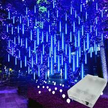 1pc 8-Tube Battery Powered LED Meteor Shower String Lights, 30cm, Bedroom Decor, Wreath Fairy Lights, Christmas & Halloween Decoration, Home Decor Lighting, Wedding Party Supplies, Batteries Not Included - Battery Box Meteor Shower - View 11