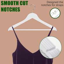 White Solid Wood Non-Slip Coat Hangers, High Quality Solid Wood Coat Rack, Thickened And Load-Bearing Without Deformation Non-Slip Groove Design, Collar Protection, Coat, Suit, Shirt, Light Luxury Wardrobe Storage Device