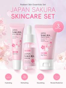 1 Set Improves Overall Completion Laikou Japan Sakura Skincare Set,(Hydrating Lip Mask 6g *5 &  Sakura Eye Cream 15g&  Sakura Skincare Set 3-Piece Set (50g Facial Cleanser+17ml Essence Liquid+30g Essence Cream) & Bubble Bath Bomb 80g *2&Hand Cream 3g *10 & Handmade Soap 70g &  Sleeping Face Mask 3g*10 & Moisturizing Mask 25g*5)Skin Repair Skin Care Gift Boxes Multifunctional Skin Care Gift Bag For Women, Mom, Wife, Sister, Teen, Girl Friend - 粉色 - 查看 8