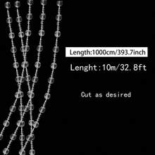 10m/Pack Acrylic Bead Garland, Colorful Transparent Bead Chain, For Christmas Tree DIY Decoration, Wedding Birthday Decor Beaded Strings, DIY Curtain Decoration