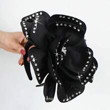 1pc Exaggerated Large Rose Flower Headpiece Fascinator Hat Women Wedding, Tea Party Hair Accessories, Kentucky Derby Bridal Hair Accessories, Luxury Headpieces Yellow Headband Halloween Rave Hair Accessories, Gifts