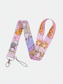 1条可爱猫咪手机挂绳，卡通黑白猫长丝带挂绳配件，无毛猫钥匙扣卡套挂绳，汽车配件包饰，学院哥特风Y2K包包配件挂绳，带证件夹，汽车配件包饰，圣诞礼物，送给老师、朋友、姐妹的礼物创意