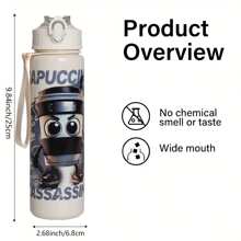 1 szt. 700 ml/23 uncje Wytrzymała i urocza butelka na wodę z nadrukiem w stylu kreskówki Shanhaijing, kubek na wodę do uprawiania sportu na świeżym powietrzu z pokrywką i słomką, szczelna konstrukcja, odpowiednia do biegania, jazdy na rowerze, podróży - idealny prezent na urodziny, Boże Narodzenie, Halloween, Nowy Rok, urocza butelka na wodę, zestaw nawadniający w podróży, z motywem postaci z kreskówek