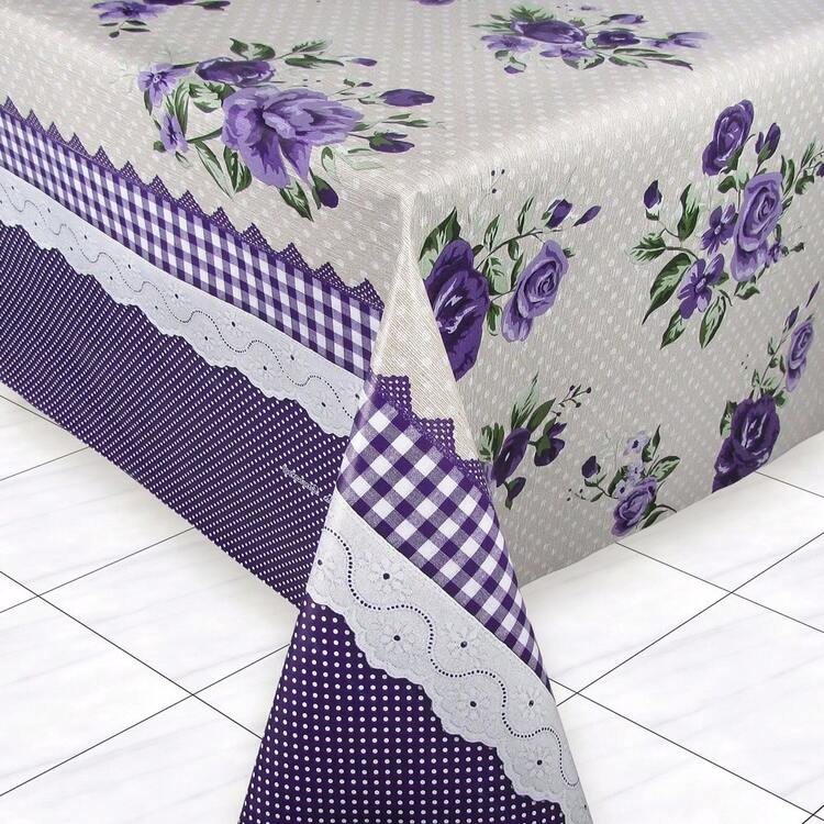 Plastic Thermal Tablecloth 2.00 Meters - TNT Lining For 6-Seat Table 1.40 Width - Sofia Roxa - View 1