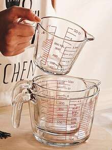 1 件带刻度和手柄的耐高温玻璃量杯，耐热玻璃量杯，多用途大容量可堆叠，方便存放，咖啡量杯，鹰嘴设计易于倾斜，透明容器烘焙测量工具，多功能厨房工具，适用于烘焙，牛奶，水和面粉量杯