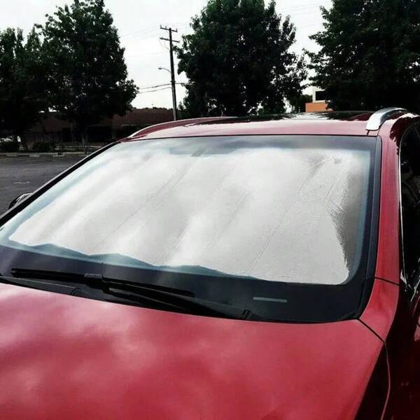 1pc Car Aluminum Foil Sunshade, Car Front Windshield Bubble Aluminum Foil Sunshade Sunvisor